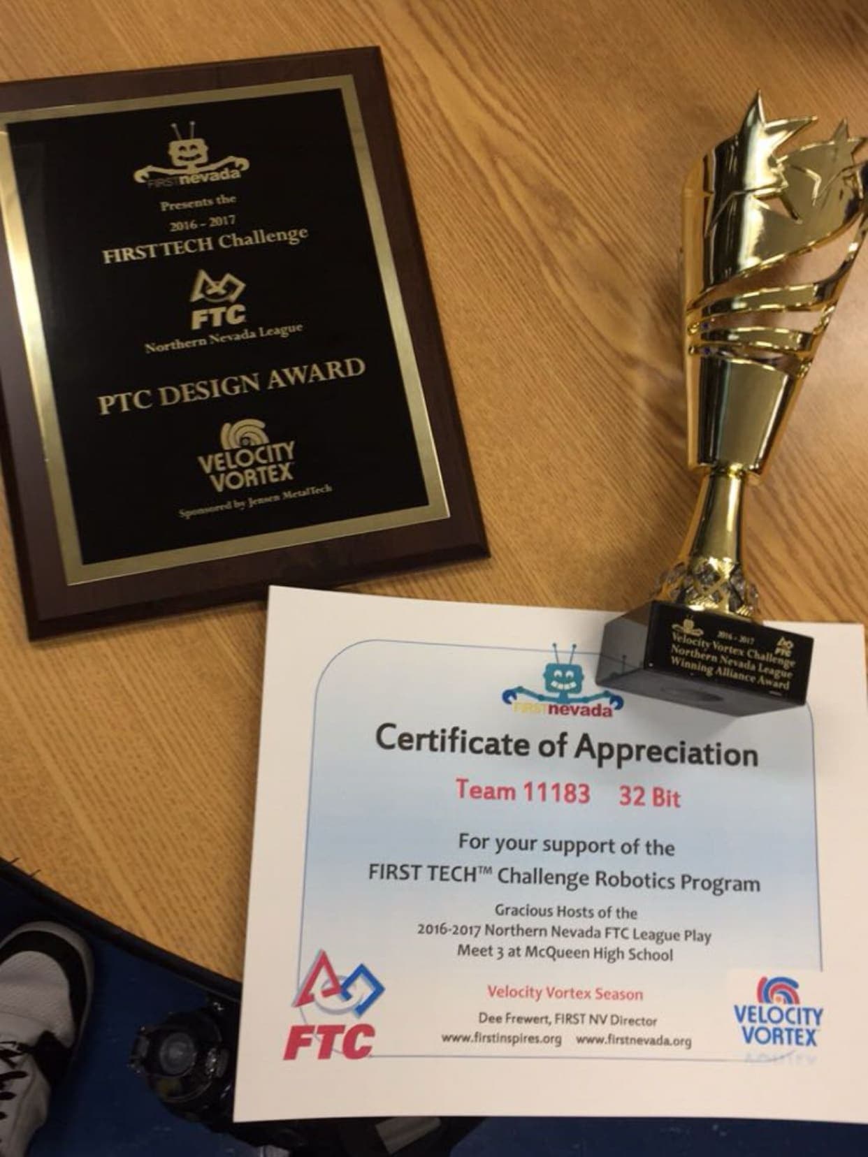 Awards my team won during our 2016-2017 First Tech Challenge (FTC) season